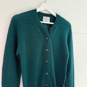 Vintage Women's Cardigan Sweater Teal medium small pure wool B. Altman & Co.